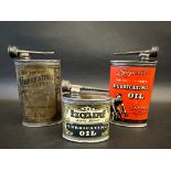 Two different version Superior Lubricating Oil oval cans, plus a smaller Excelene oval can.