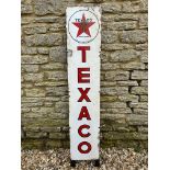 A narrow Texaco enamel sign, by Stocal, mounted on timber for display, 11 1/2 x 55".