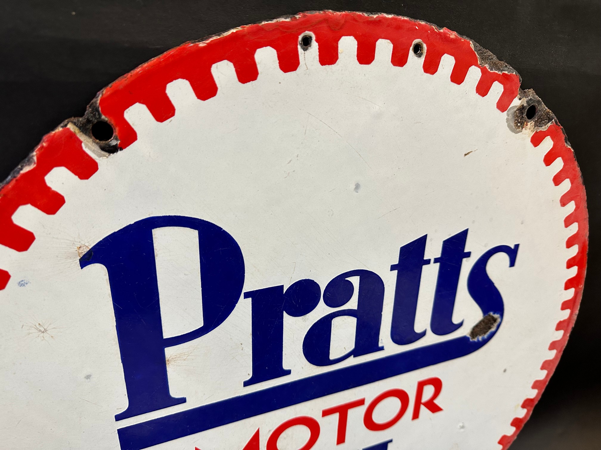 A Pratts Motor Oil circular double sided enamel sign by Bruton of Palmers Green, dated December - Image 3 of 5