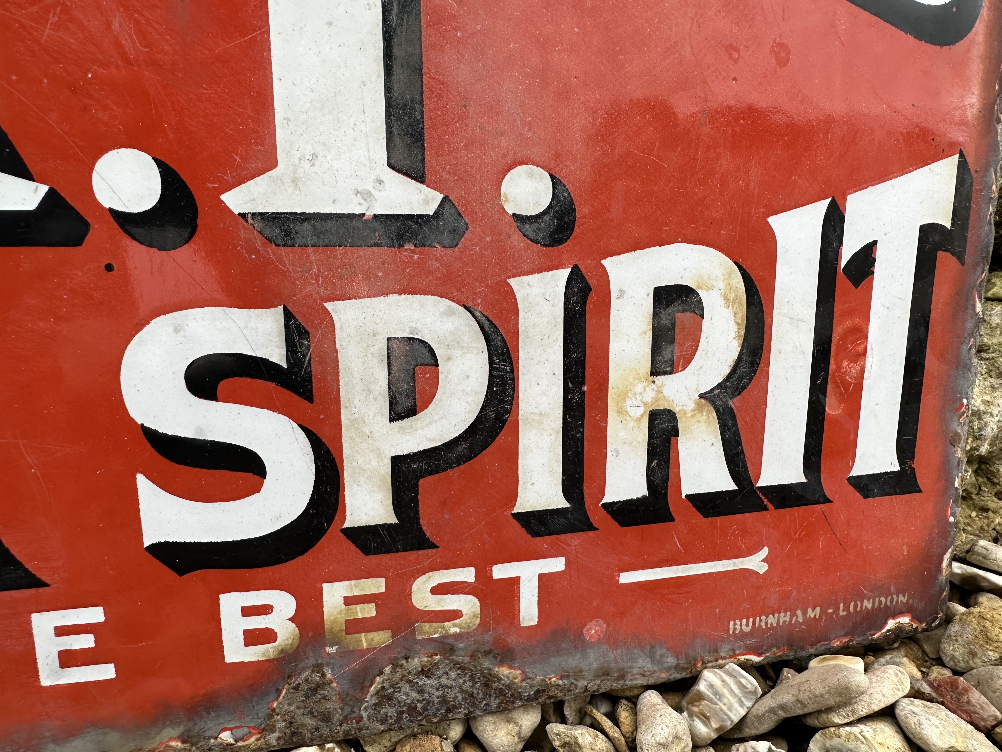 A rare Strange's A1 Motor Spirit 'Is the Best' double sided enamel sign with hanging flange, by - Image 3 of 5