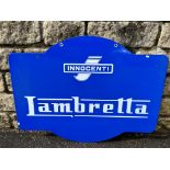 A Lambretta double sided enamel sign in excellent condition, 35 1/2 x 28 1/2".