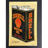 A Shell Motor Oil original double sided advertisement.