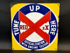 A Redex 'Tune Up Here' enamel sign, with good gloss, 14 x 14".