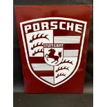 A rare Porsche dealership enamel sign, in excellent condition, 25 x 34 1/2".