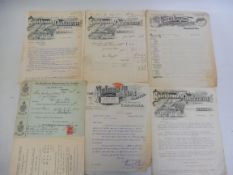 A selection of Palmer Tyre and other early letterheads, invoices etc. mostly dating from early
