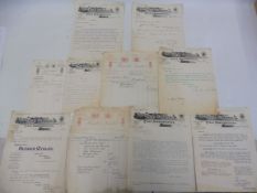 Ten early Humber letterheads circa 1901-1908 relating to bicycle production.