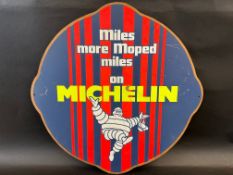 A rarely seen Michelin 'More Moped Miles' hardboard advertising sign, believed new old stock, 21 x