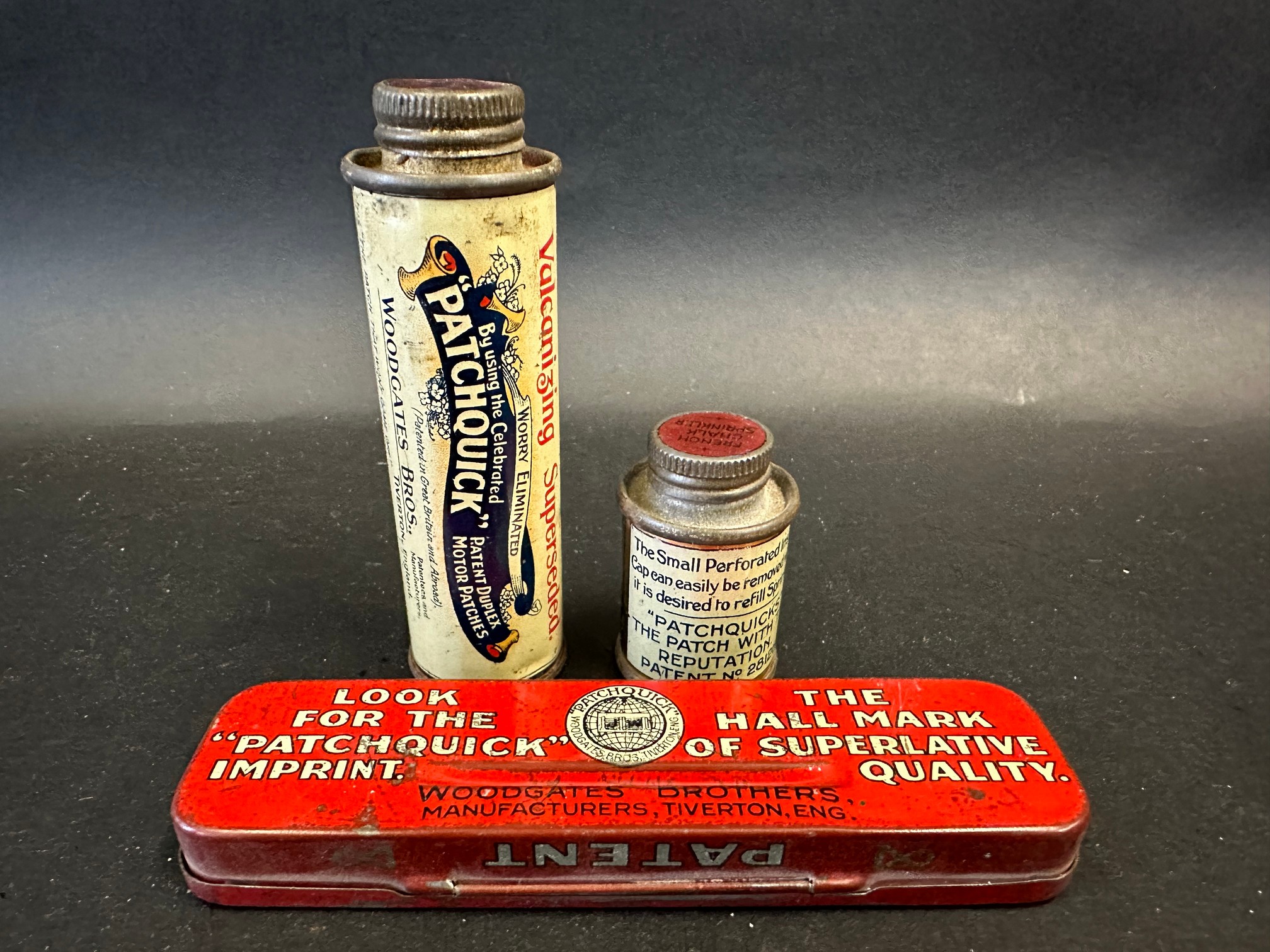A Patchquick Cycle Repair Outfit and two Patchquick cylindrical tins all in very good condition. - Image 2 of 3
