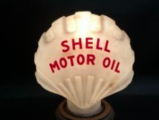 A rare Shell Motor Oil glass oil pump globe, in excellent original condition.