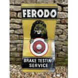 A Ferodo Brake Testing Service pictorial tin advertising sign, 18 x 36".