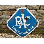 An RAC Telephone Box lozenge shaped enamel sign, 22 1/2 x 22".