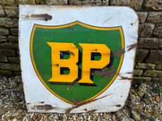 A BP enamel sign with central shield shaped motif, 34 1/2 x 36".