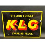 A KLG Sparking Plugs rectangular enamel sign, 20 x 14".