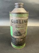 A Girling cylindrical quart can.