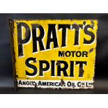A Pratt's Motor Spirit double sided enamel sign with hanging flange, 21 x 18".