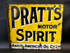 A Pratt's Motor Spirit double sided enamel sign with hanging flange, 21 x 18".