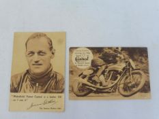 Two Castrol motorcycling related postcards.