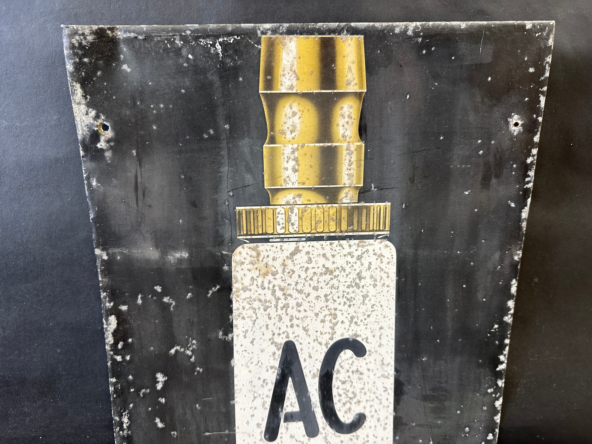 An AC Spark Plugs pictorial tin advertising sign, 12 1/2 x 32". - Image 3 of 4