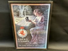 A framed and glazed reproduction Lucas Lamps advertisement, 17 1/2 x 25".