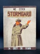 A Stormgard Motorcycle Clothing advertising showcard, believed new old stock, 9 1/2 x 12 3/4".