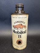 A Gargoyle Mobiloil quart can in exceptional condition, full with lid seal and paper price label.