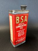 A BSA Special Lubricating Oil small rectangular can in excellent condition, with original stamped