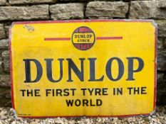 A Dunlop Stock 'The First Tyre in the World' rectangular enamel sign, dated 1929, 30 x 20".