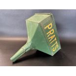 A Pratt's embossed rectangular funnel with hinged gauze inside.