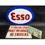 An oval Esso acrylic advertising sign, 23 1/2 x 16 1/2" plus two others.