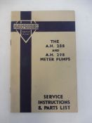 An Avery Hardoll meter pump service instruction and parts list booklet.