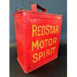 A Redstar Motor Spirit two gallon petrol can by Feaver of London, dated May 1928, plain cap.