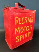 A Redstar Motor Spirit two gallon petrol can by Feaver of London, dated May 1928, plain cap.