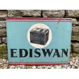 An Ediswan batteries pictorial double sided tin advertising sign with hanging flange, by Franco,