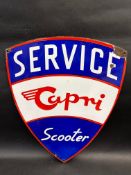 A Capri Scooter shield shaped enamel sign in good condition, 16 x 20".