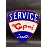 A Capri Scooter shield shaped enamel sign in good condition, 16 x 20".