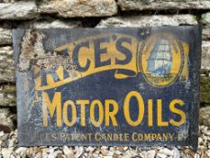 An early Price's Motor Oils double sided tin advertising sign with hanging flange, marked 'Price's