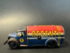 A Regent penny toy tinplate clockwork tanker.