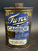 A Turco carbide oval 16oz. tin by The Union Rubber & Chemical Co.