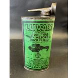 A Luvax oval shock absorber fluid can.
