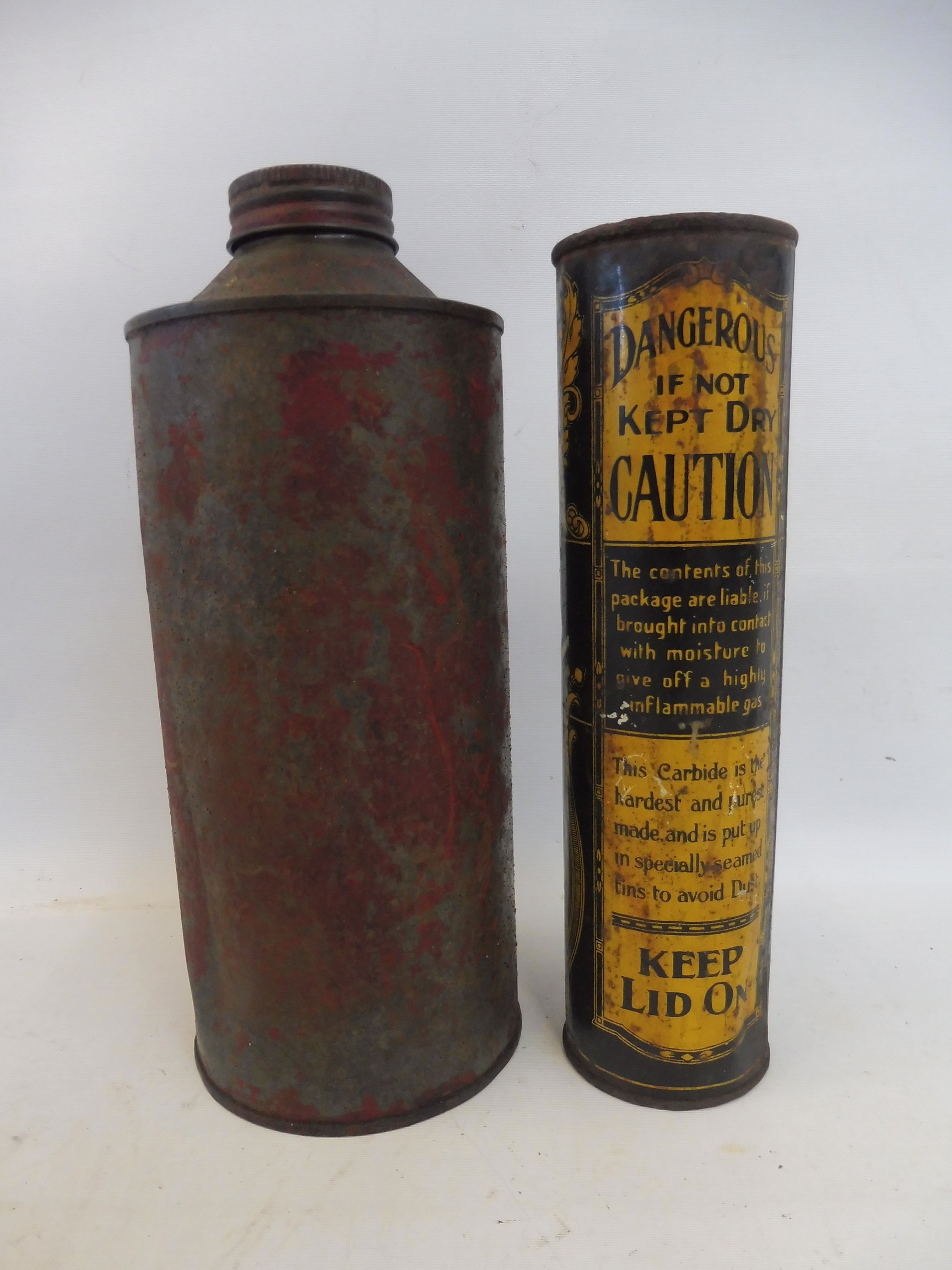 A Dalton & Co. Ltd Silkolene Lubricants quart can and a Carbide of Calcium cylindrical tin. - Image 2 of 2