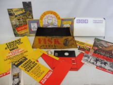 A Fisk Tyres garage forecourt tyre stand, and various showcards and advertising.