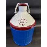 A Regent Oil Co. Ltd five gallon can with conical top and carry handle, well restored.