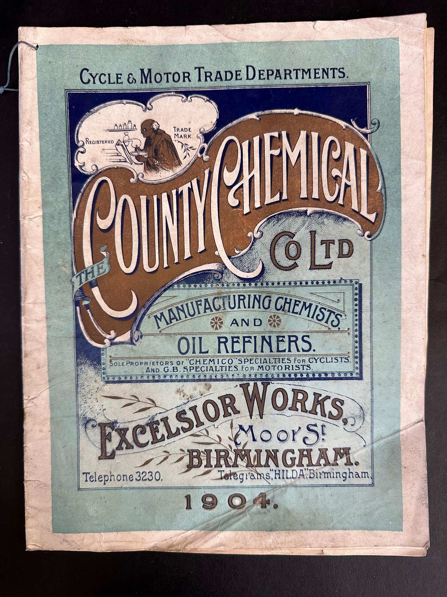 A rare 1904 price list for The County Chemical Company Limited (Chemico), Cycle & Motor Trade