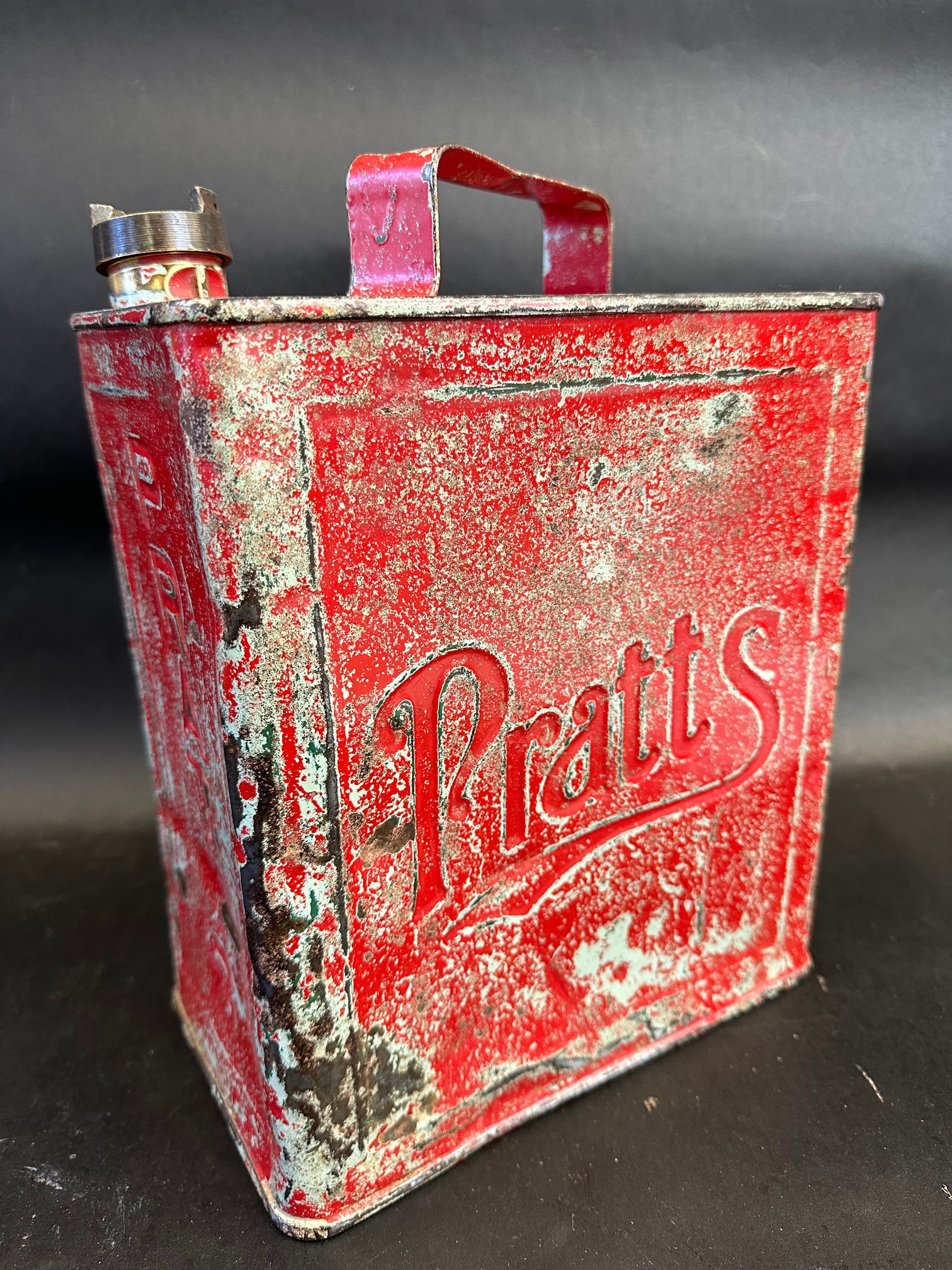 A Pratts two gallon petrol can by Valor, dated March 1931, brass Pratts cap.