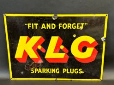 A KLG Sparking Plugs rectangular enamel sign, 20 x 14".