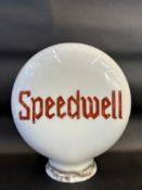 A very rare Speedwell glass petrol pump globe, in excellent condition, one side with slightly