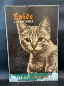An Exide Car Batteries pictorial showcard depicting a cat, 19 x 28".