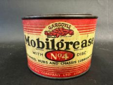 A Gargoyle Mobilgrease No.4 tin in excellent condition, 4 1/4" diameter.