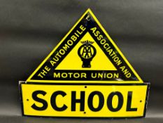 An AA and Motor Union 'School' enamel sign by F.Francis & Sons, Deptford, superb gloss and