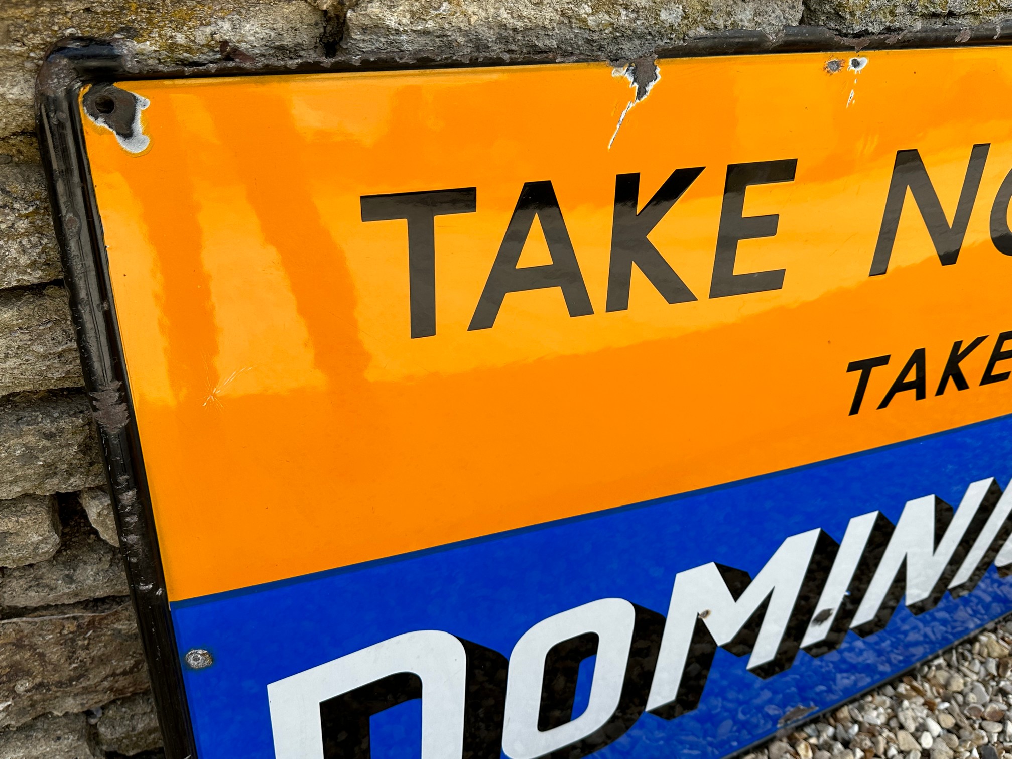 A Dominion 'Take No Risks' rectangular enamel sign, with superb gloss, 48 1/4 x 30". - Image 2 of 7